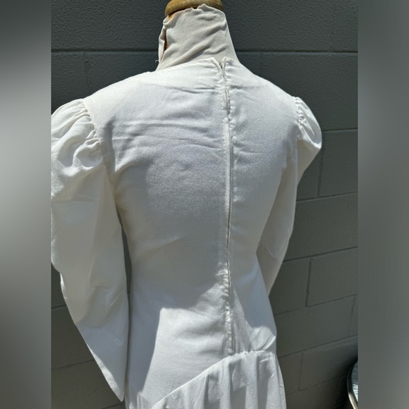 Vtg 80s Gunne Sax Style White Mutton Sleeve Midi Dress Lace Sz S Cottage Prairie - Picture 5 of 9
